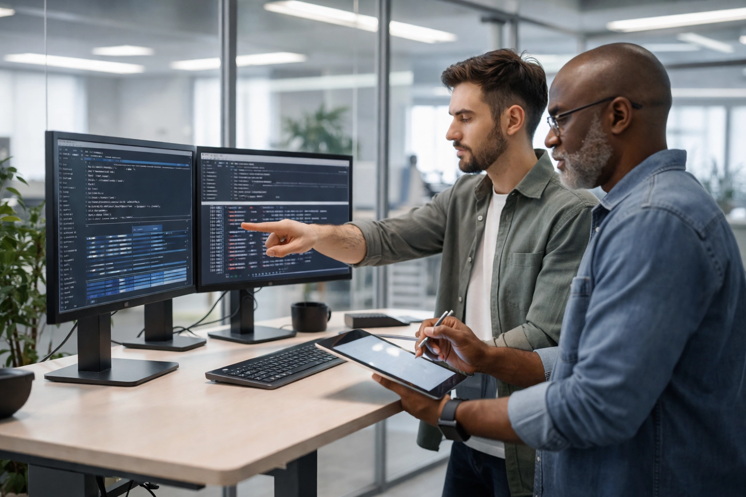 IT professionals collaborating on ServiceNow knowledge transfer and hands-on skill development.
