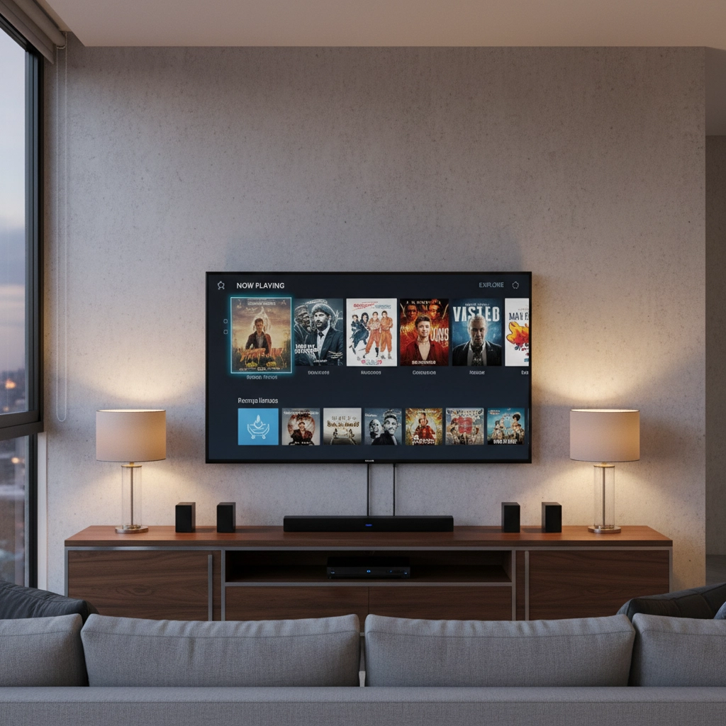 Now playing messgae on a TV showing Netflix