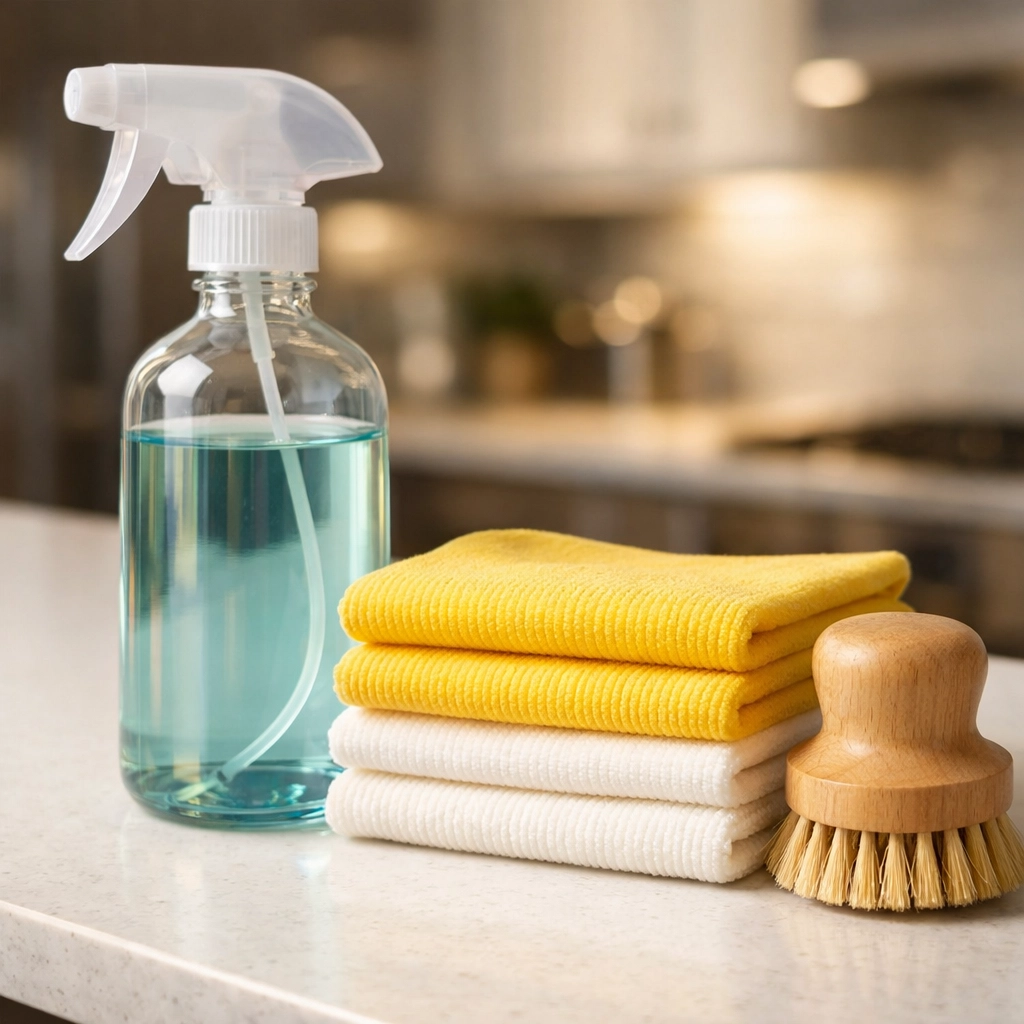 Professional eco-friendly supplies and tools used for effective Deep Cleaning in Marblehead MA.