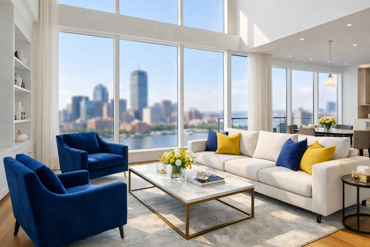 Pristine luxury condo interior in Boston cleaned by top-rated house cleaning services MA.