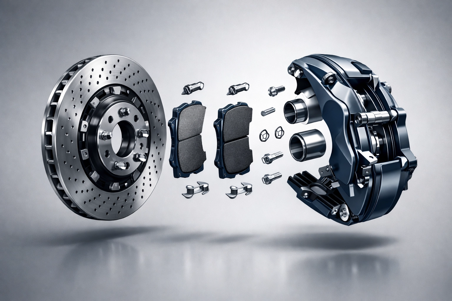 Detailed diagram showing the components of a car brake system including the rotor, caliper, and pads.