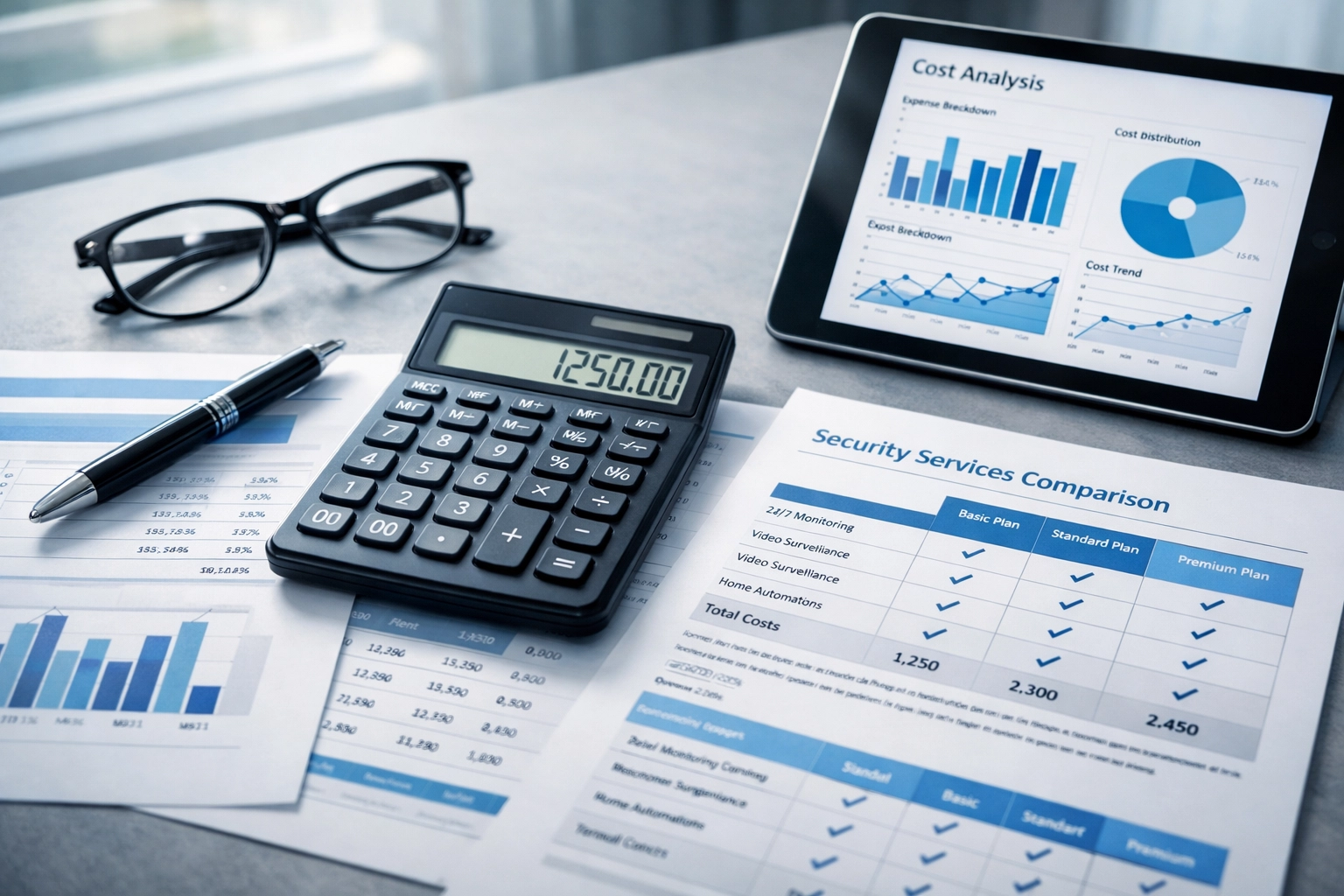 Security guard cost comparison documents and calculator