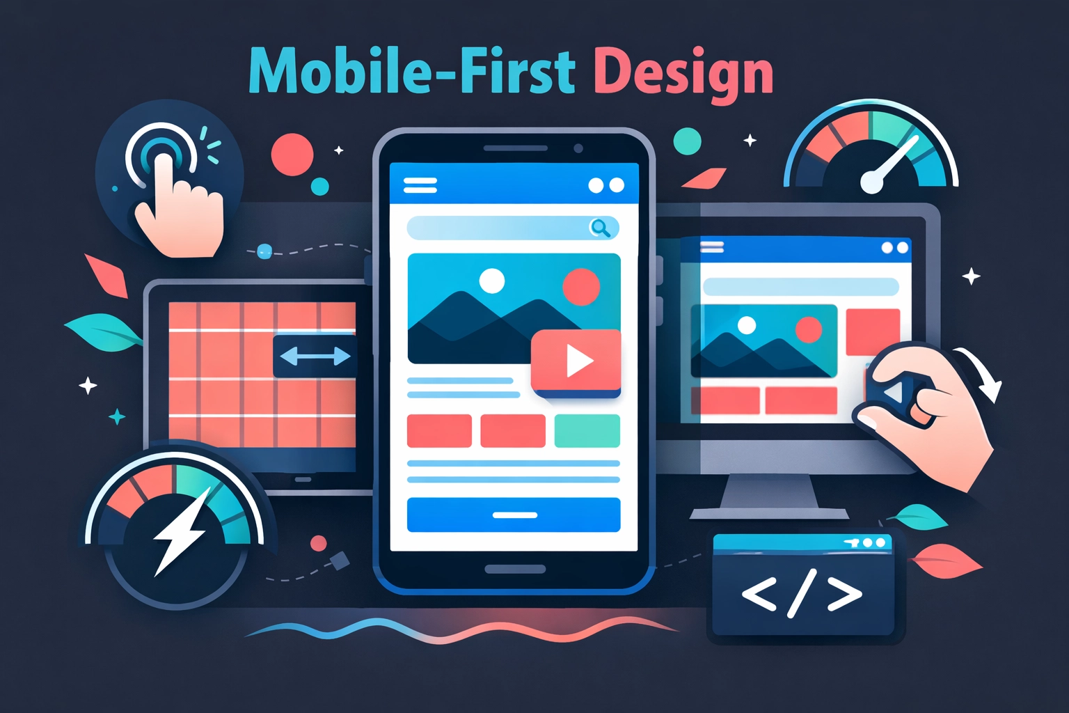 Mobile-responsive website design showing smartphone and multi-device optimization for Chattanooga