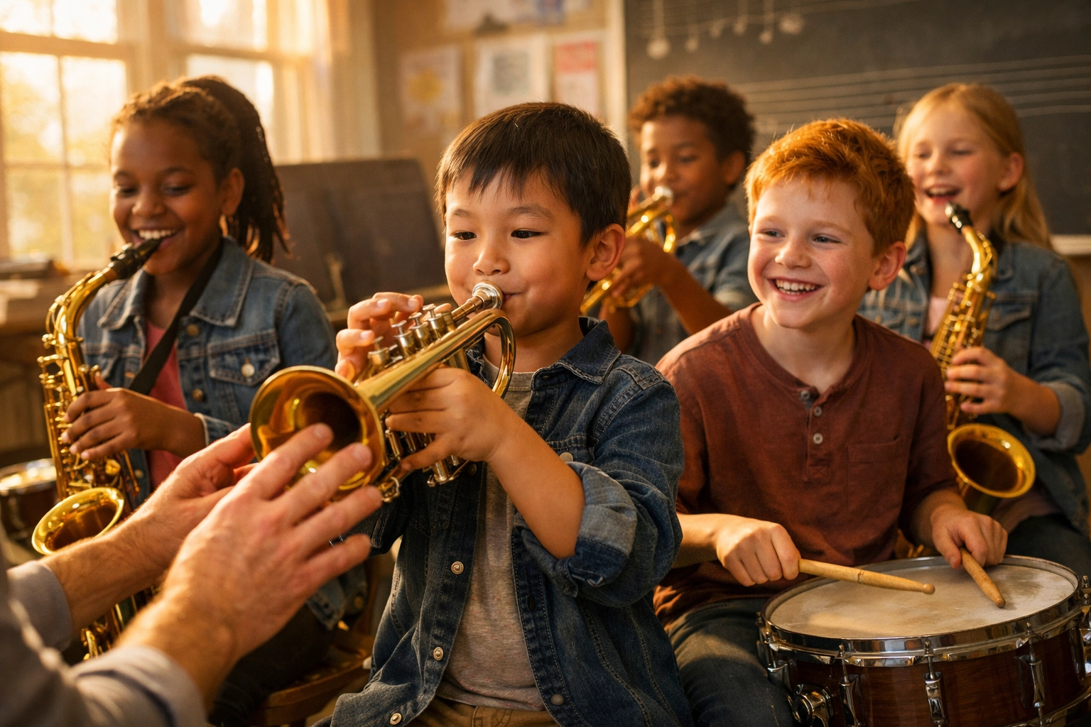 Students learning jazz instruments in Arizona classroom showcasing transformative jazz education impact