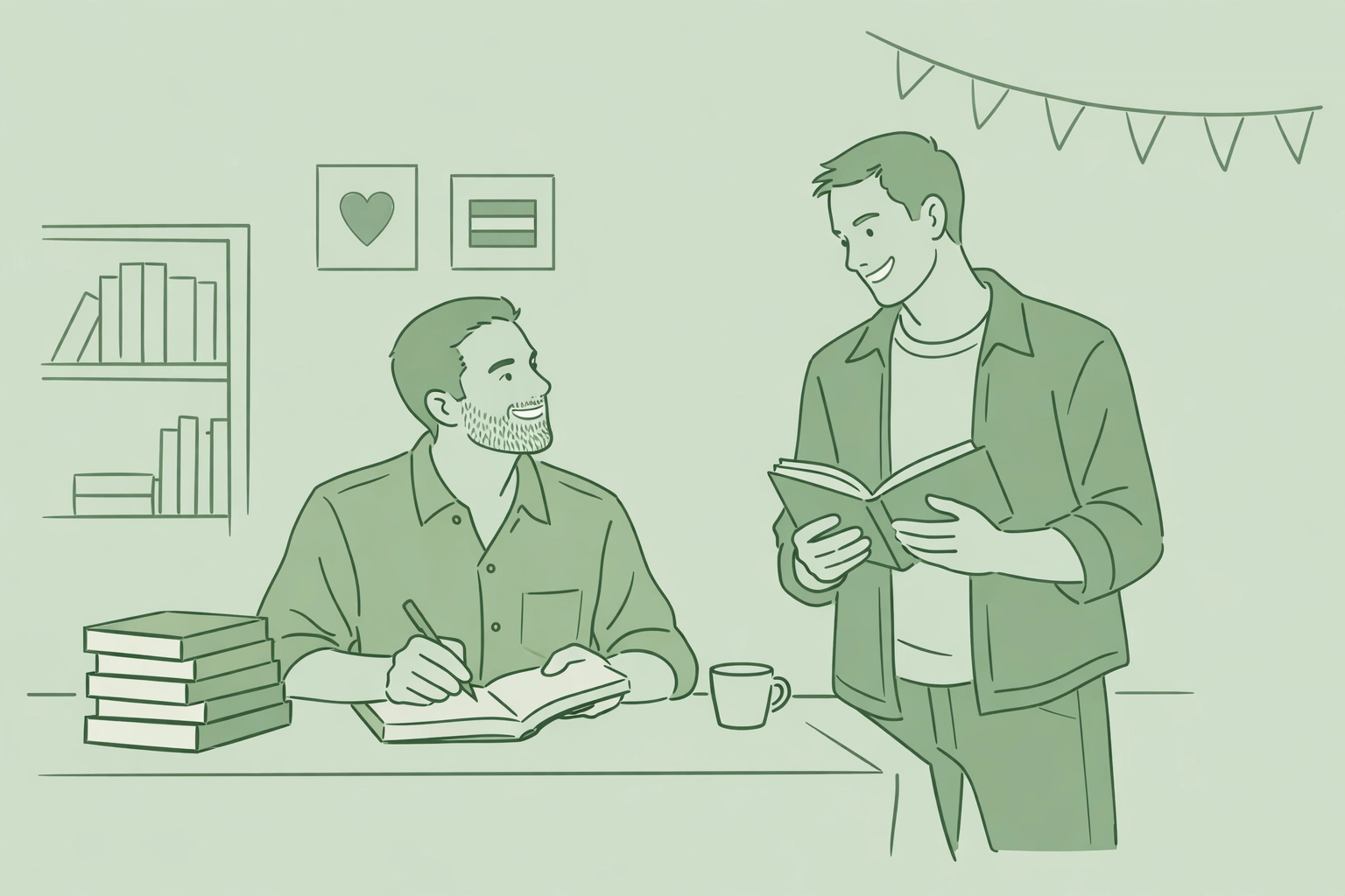 MM romance author meeting reader at book signing event showing direct connection