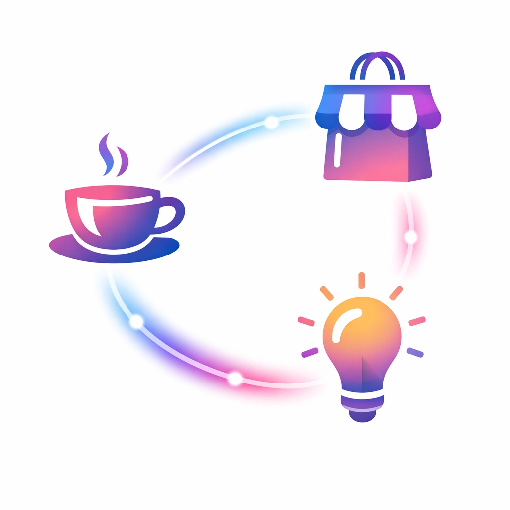 Vector icons representing local business collaboration and community networking hubs.