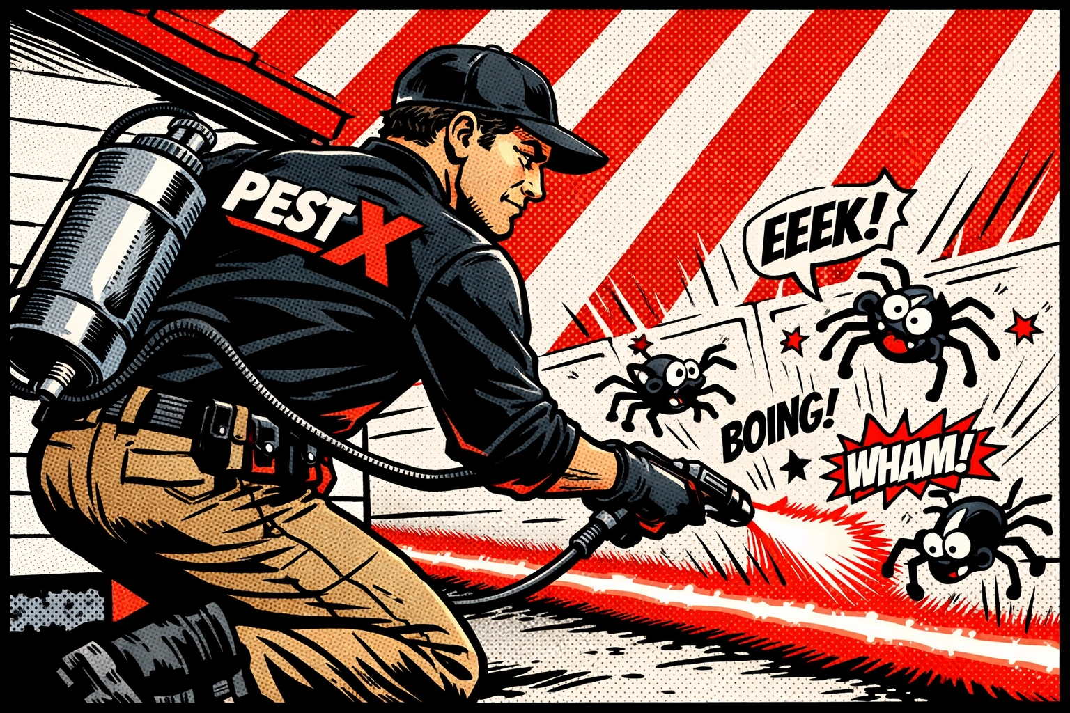 Pest X technician spraying a protective barrier, offering the best spider control Birmingham has to offer.