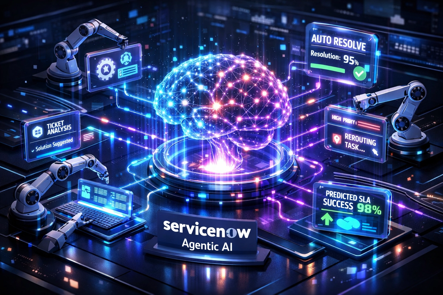 Agentic AI automation workflows in ServiceNow platform with intelligent routing