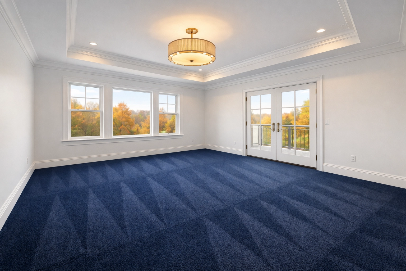 Clean bedroom with vacuumed lines by professional cleaners West Brookfield MA for a fresh move-in experience.
