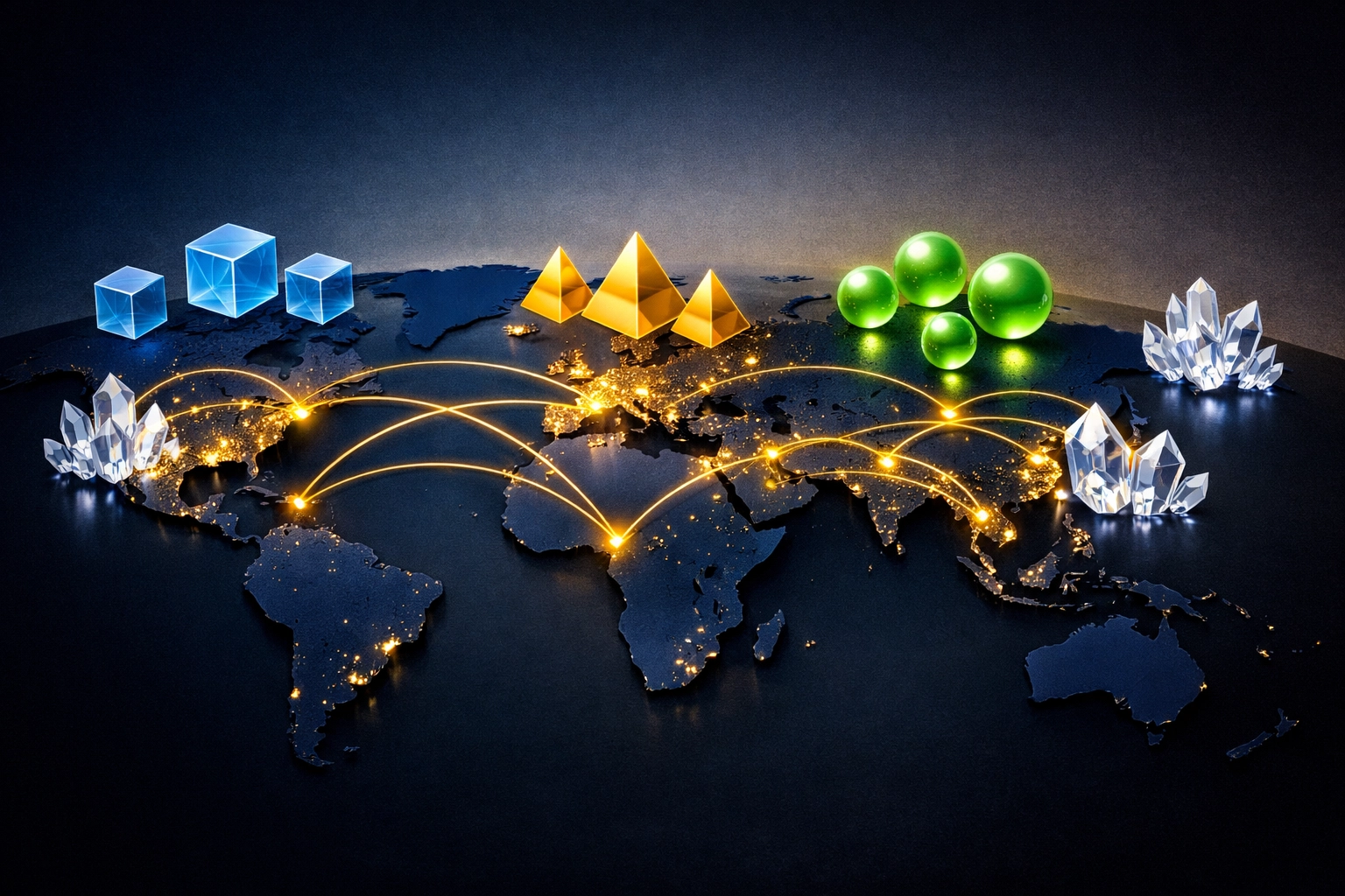 Global diversification strategy map showing international markets and alternative investment asset classes