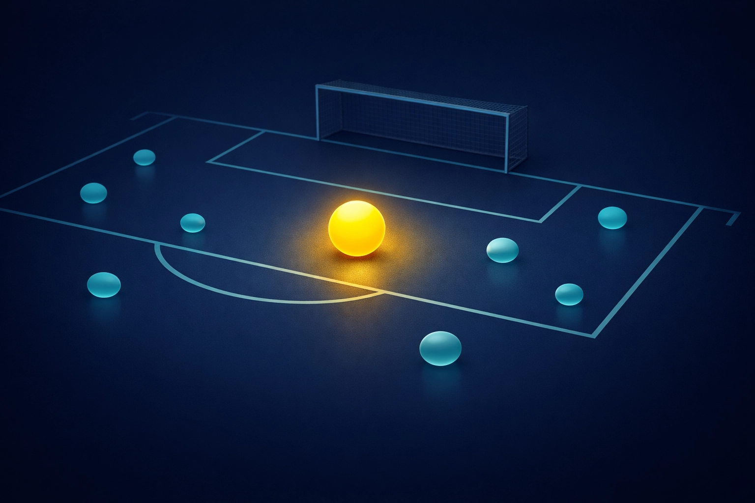 Visual representation of football expected goals (xG) by shot location in the penalty area.