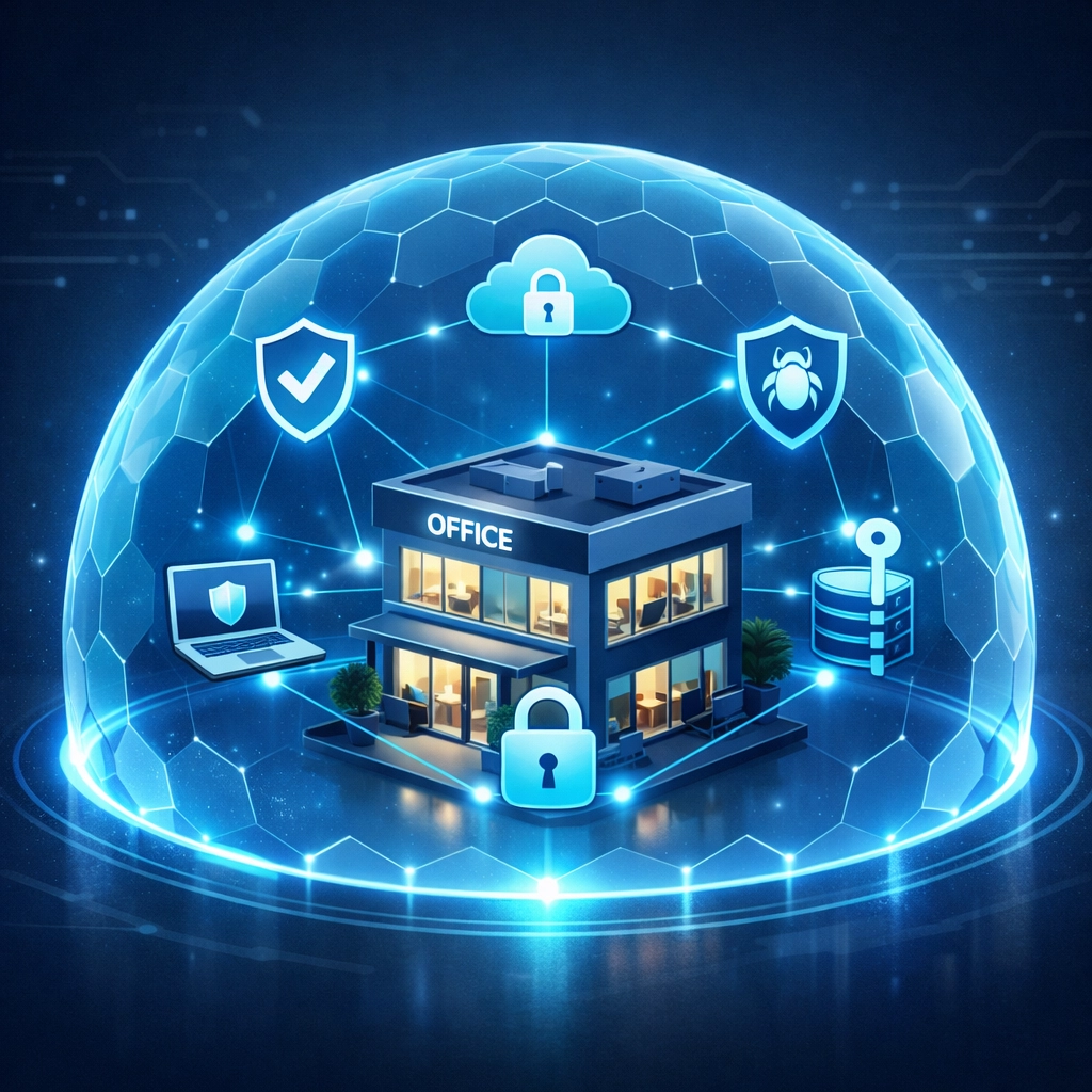 Managed IT services protecting small business with comprehensive cybersecurity coverage