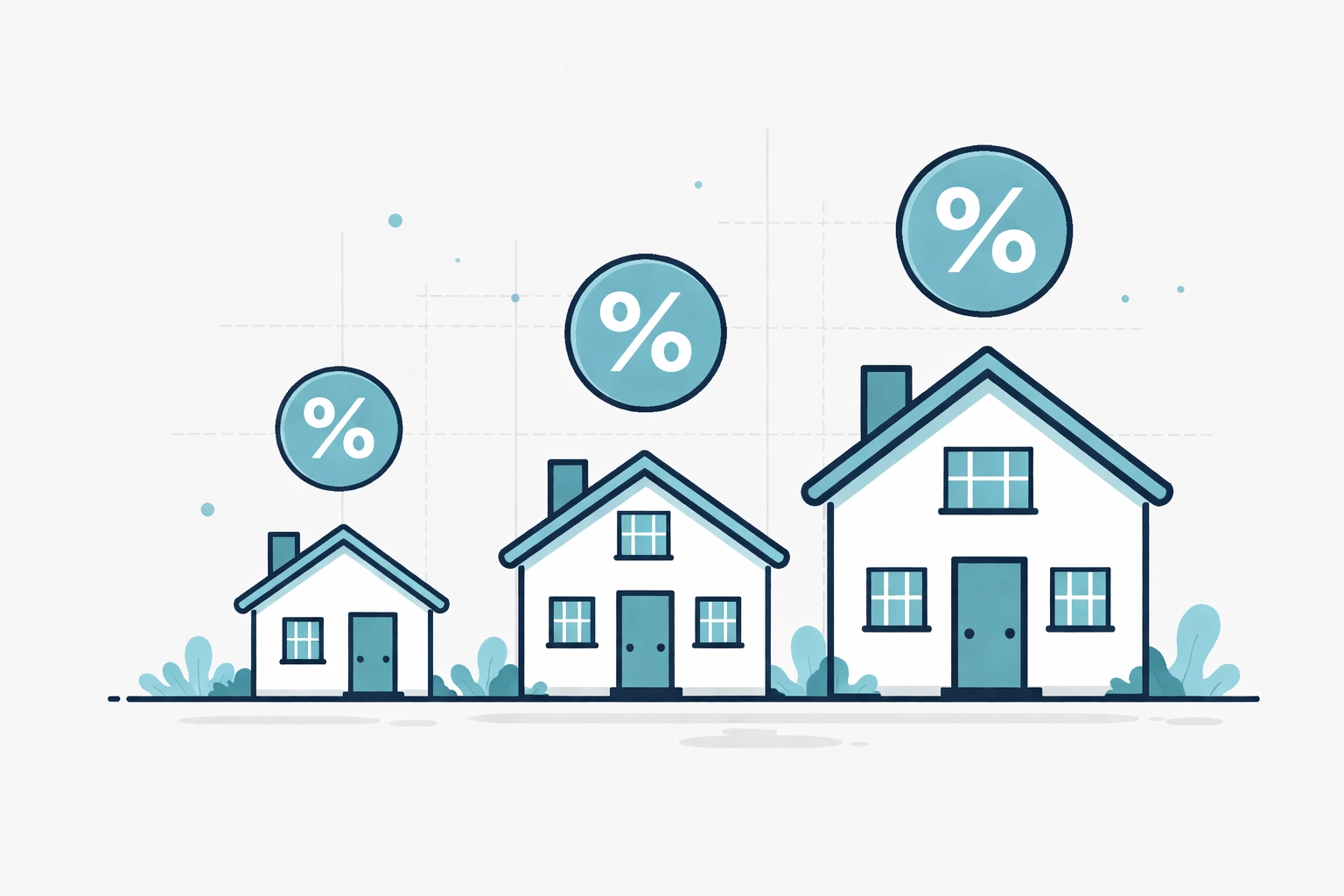 Three house icons with percentages illustrating cap rate calculation for Metro Detroit real estate