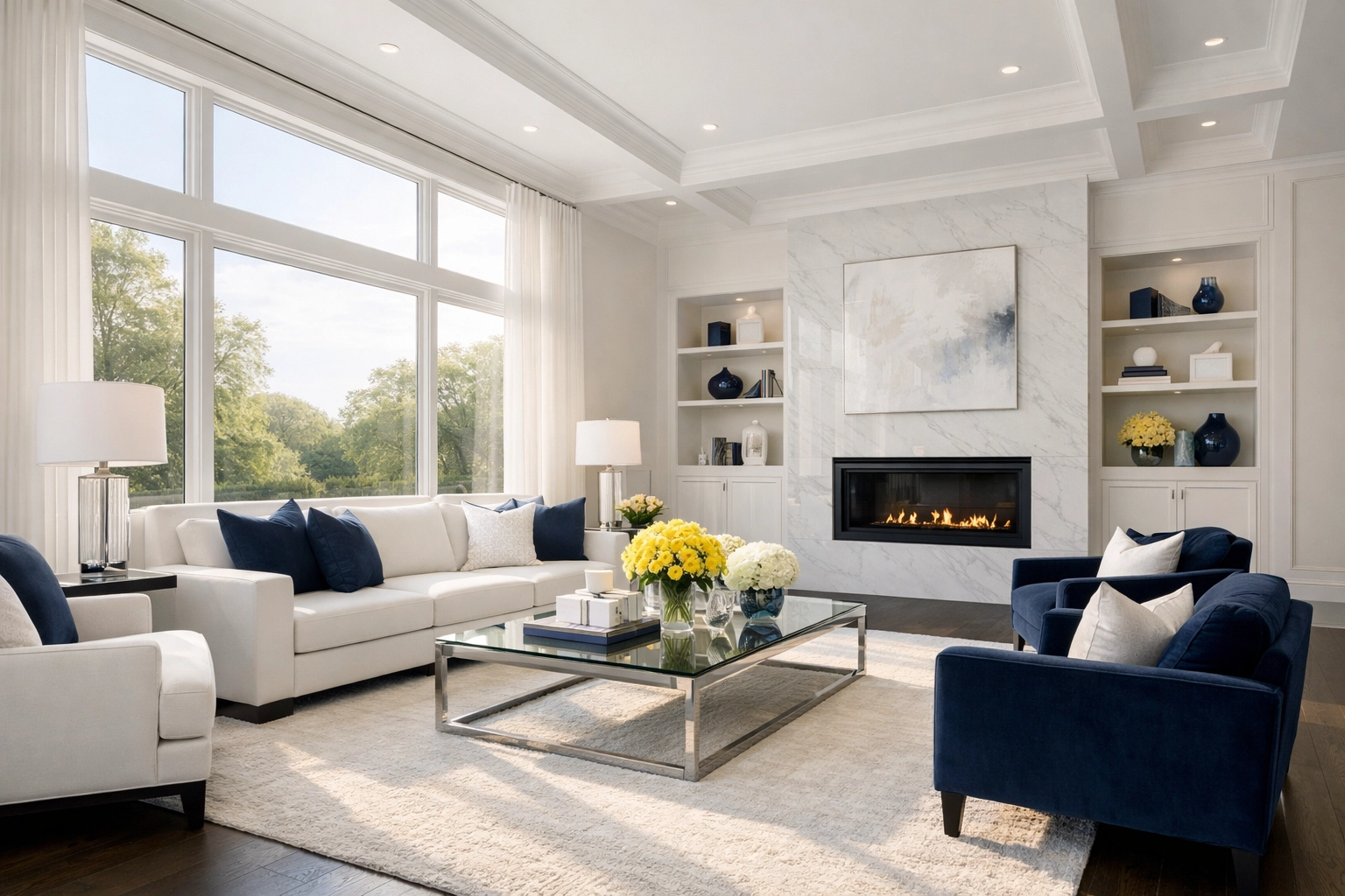 Immaculate Lynnfield living room highlighting affordable house cleaning services and professional results.