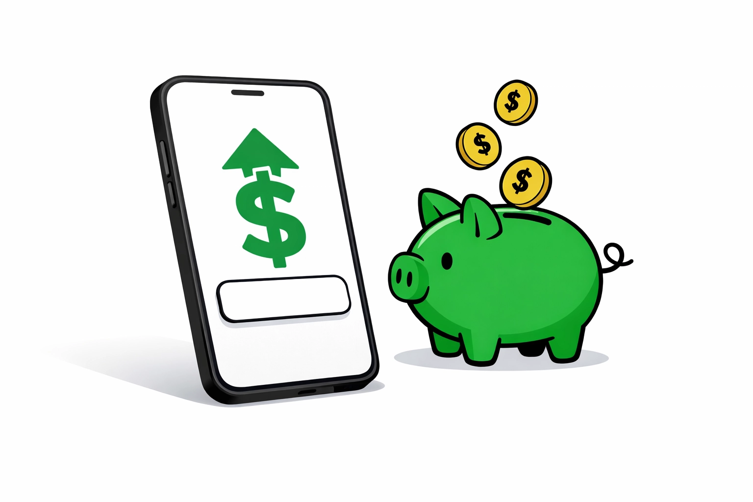 Smartphone showing instant flight refund notification with savings going to piggy bank