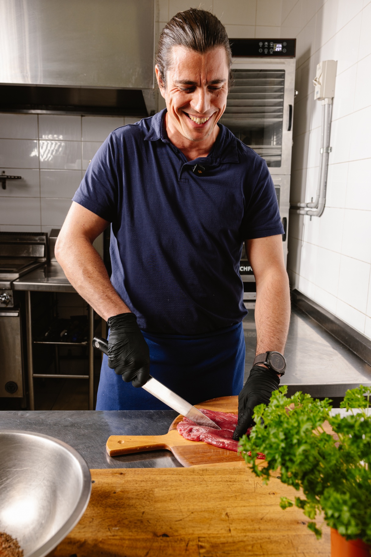 Chef Mark preparing air dried beef biltong in Bondi, high protein snacks for busy Aussies, biltong snacks, biltong nutrition