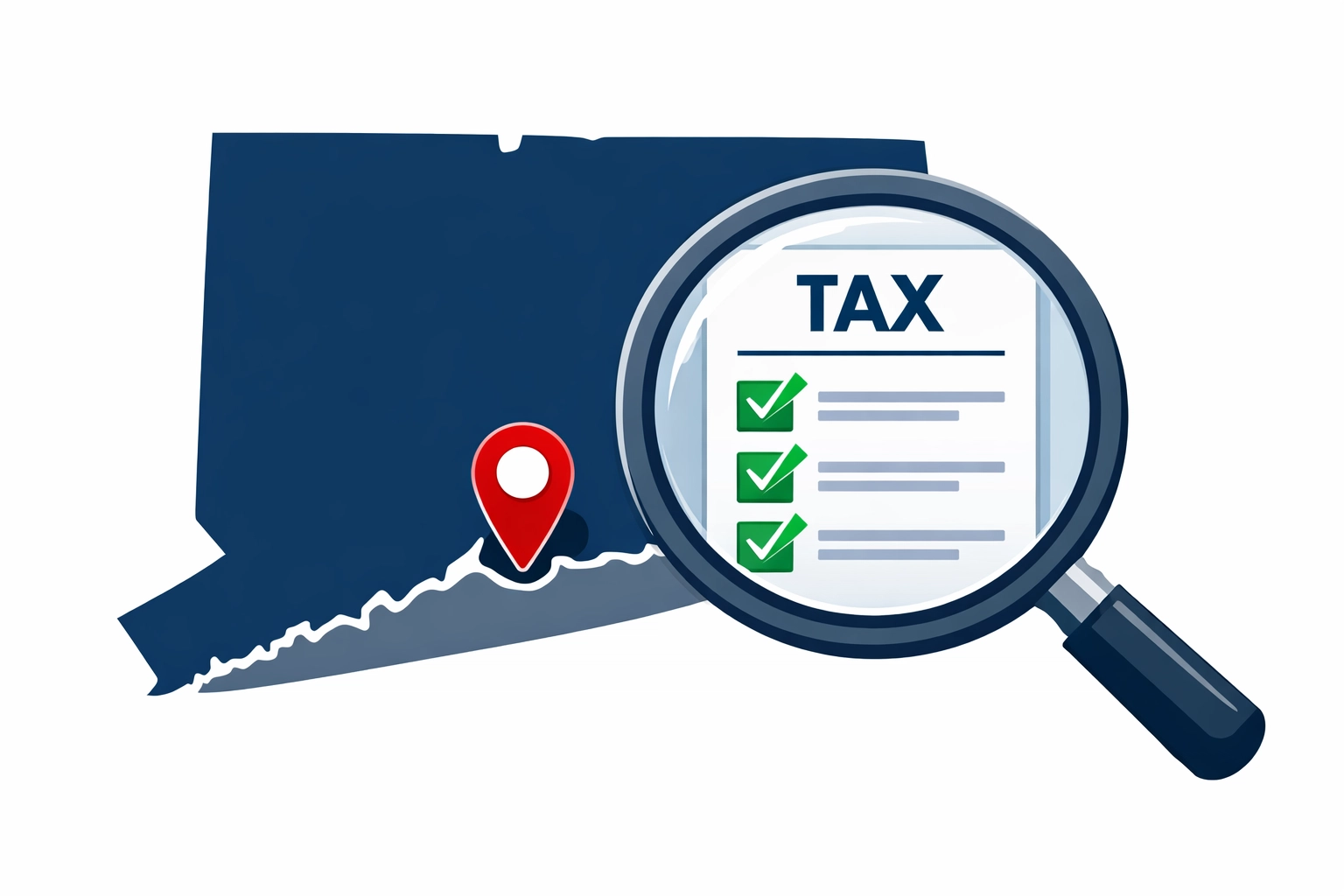 Map of Connecticut focusing on New Haven highlighting tax compliance and state reporting for side hustlers.