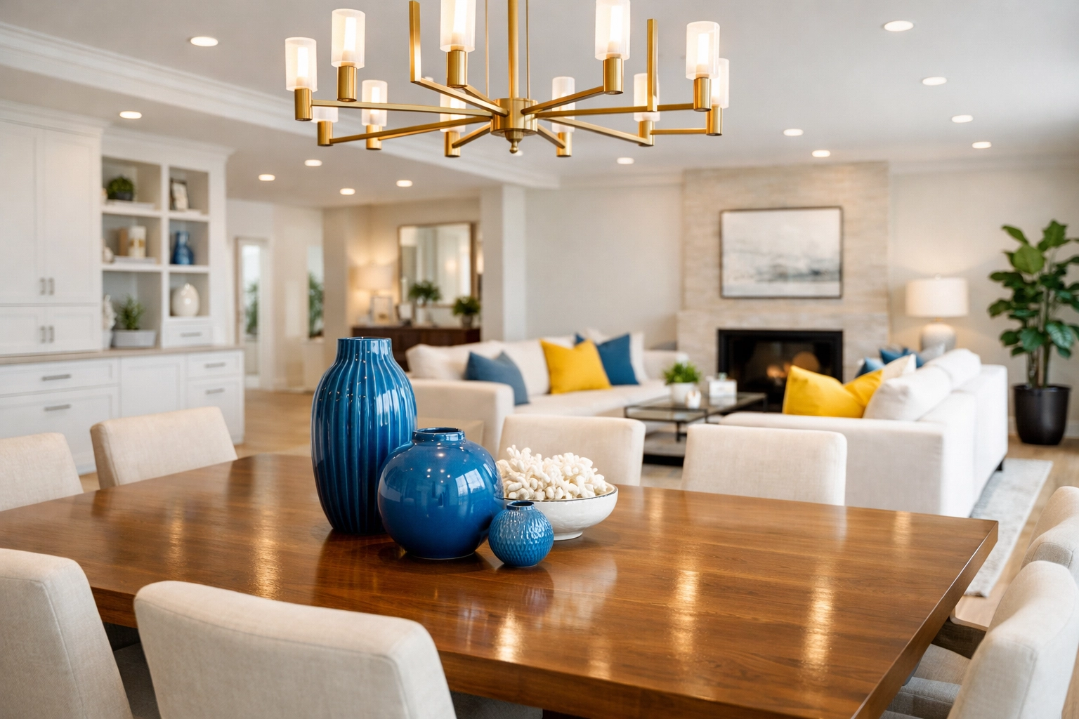 A spotless modern dining room highlighting the peace of mind from weekly house cleaning Barre MA.