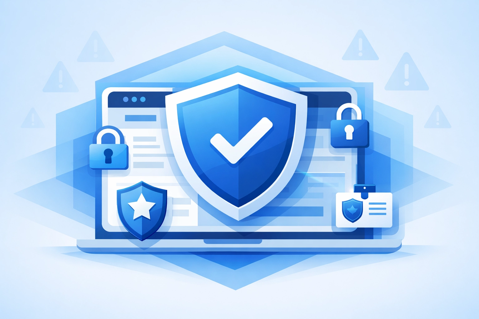 Website security protection with shields and locks against cyber threats