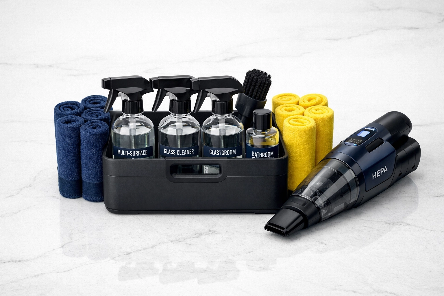 Tactical kit for eco-friendly house cleaning MA featuring professional supplies for a deep cleaning MA mission.