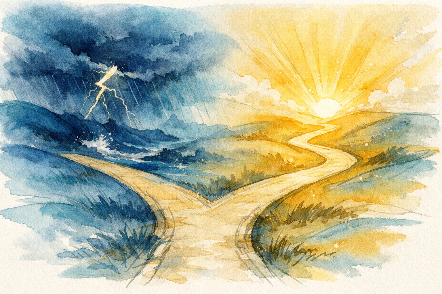 Two paths representing choice between chaos and peace in Christian leadership