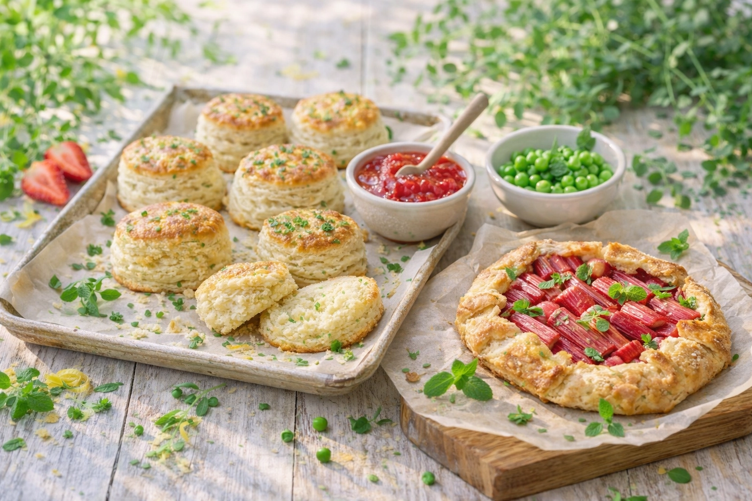 Flaky, tall Southern buttermilk biscuits cooling on a rustic wooden table for a legendary Sunday brunch.