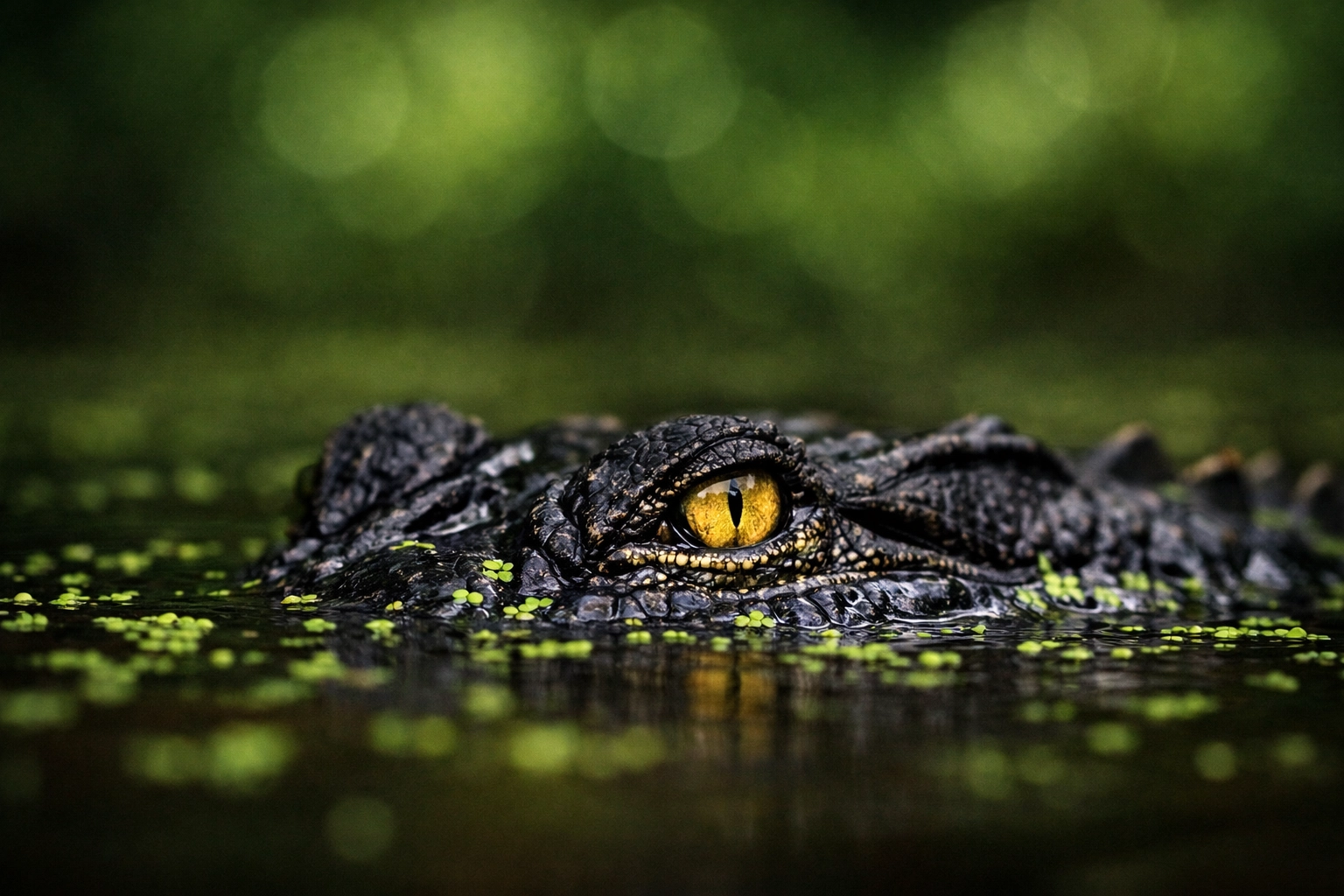American Alligator photography at eye-level in the Everglades National Park wetlands.