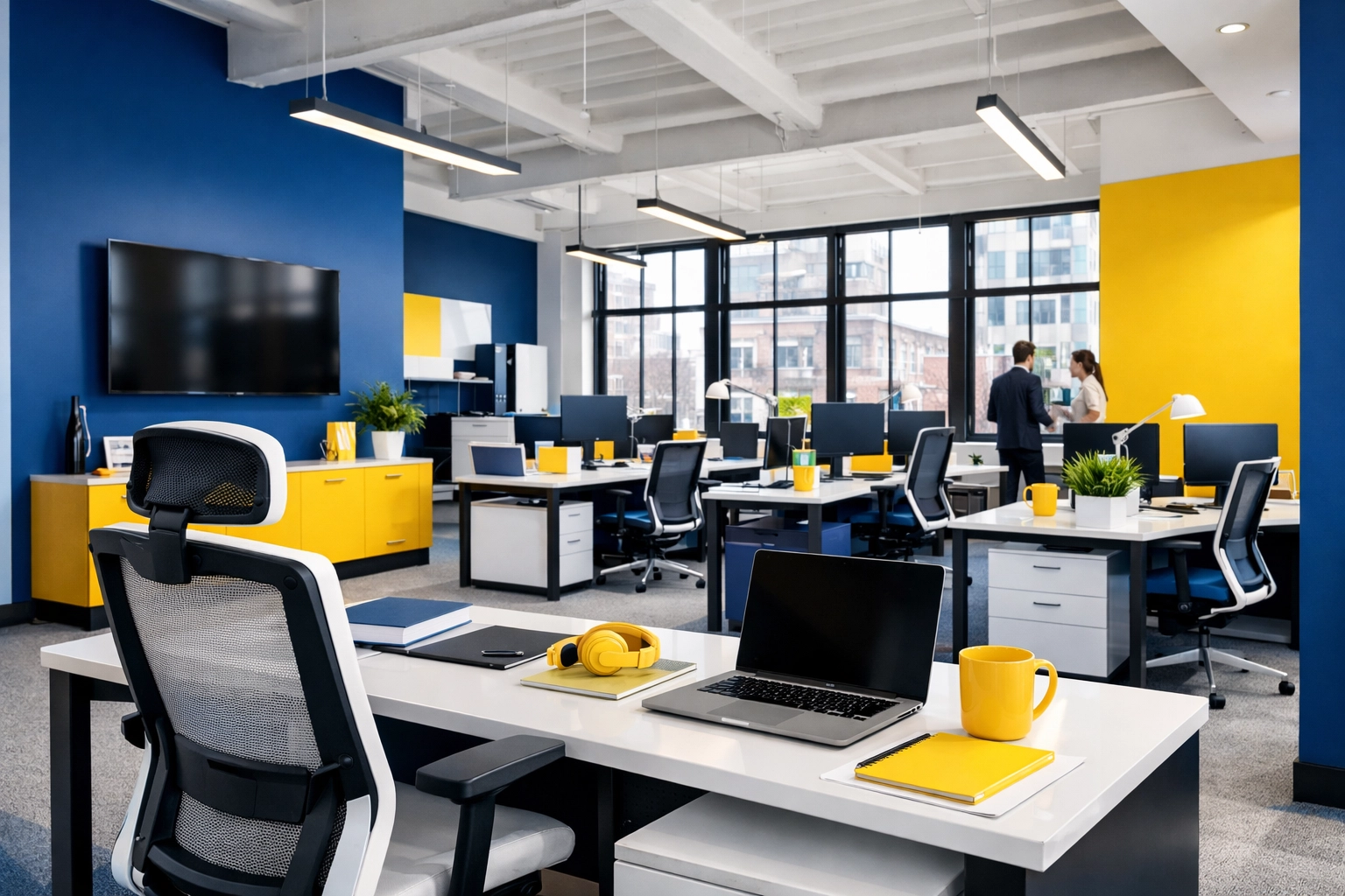 A clean, sunlit office workspace in Dracut, MA, showing how janitorial excellence supports small business growth.