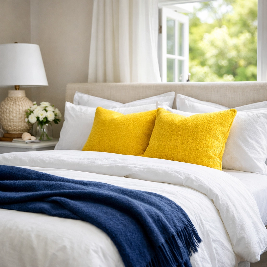 Freshly cleaned master bedroom in a Cape Cod home with crisp white linens and a revitalized, peaceful atmosphere.
