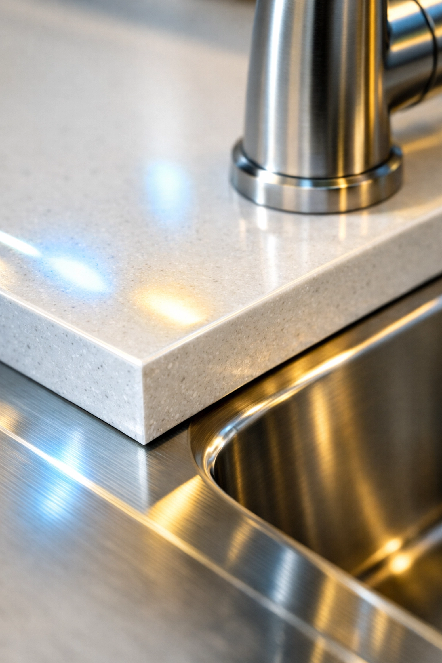 Detailed view of a streak-free kitchen sink and counter, illustrating Why The Cleaning Ninjas are Boston's Top Choice.