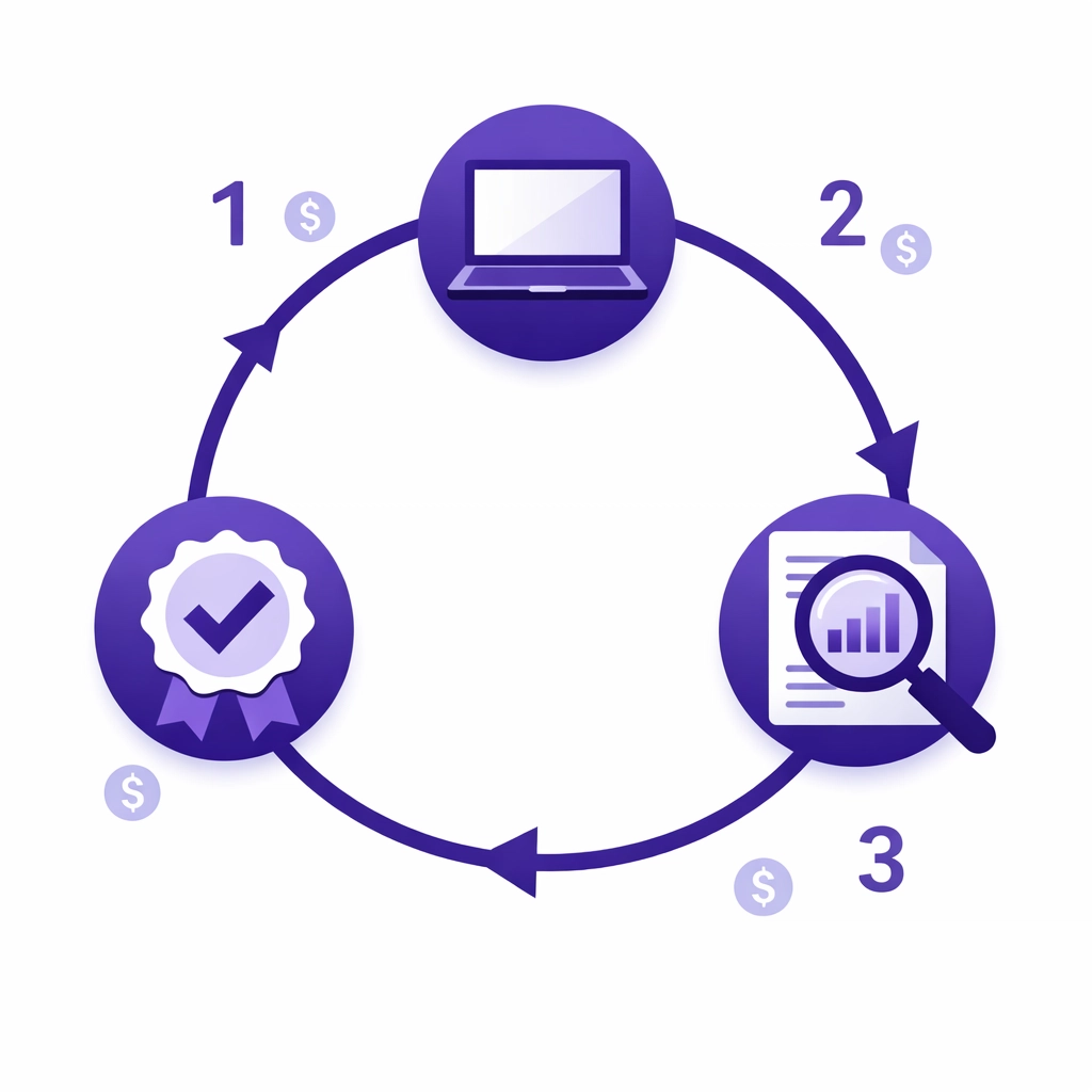 Professional bookkeeping services workflow showing review and verification process