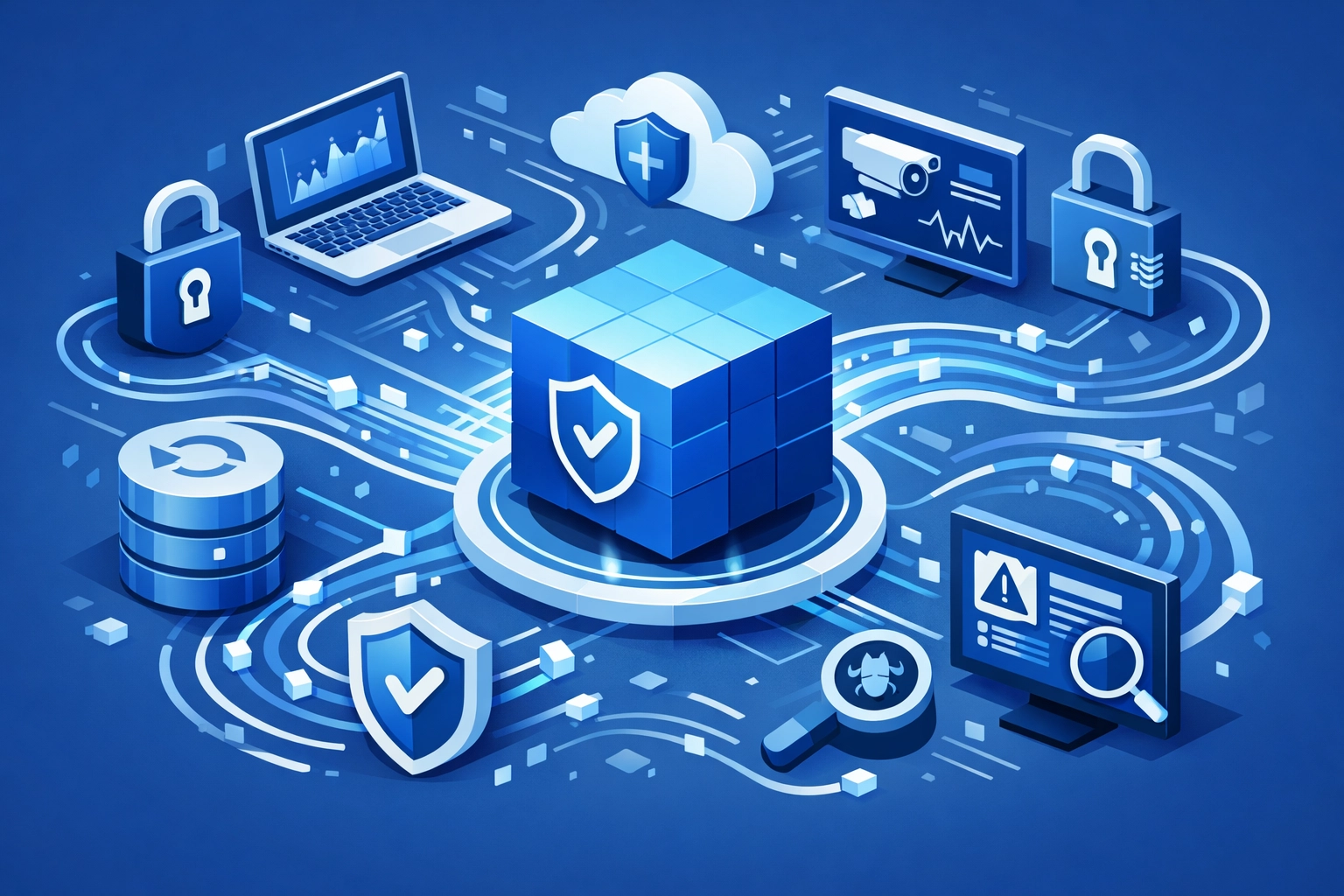 Integrated cybersecurity and backup ecosystem protecting business data