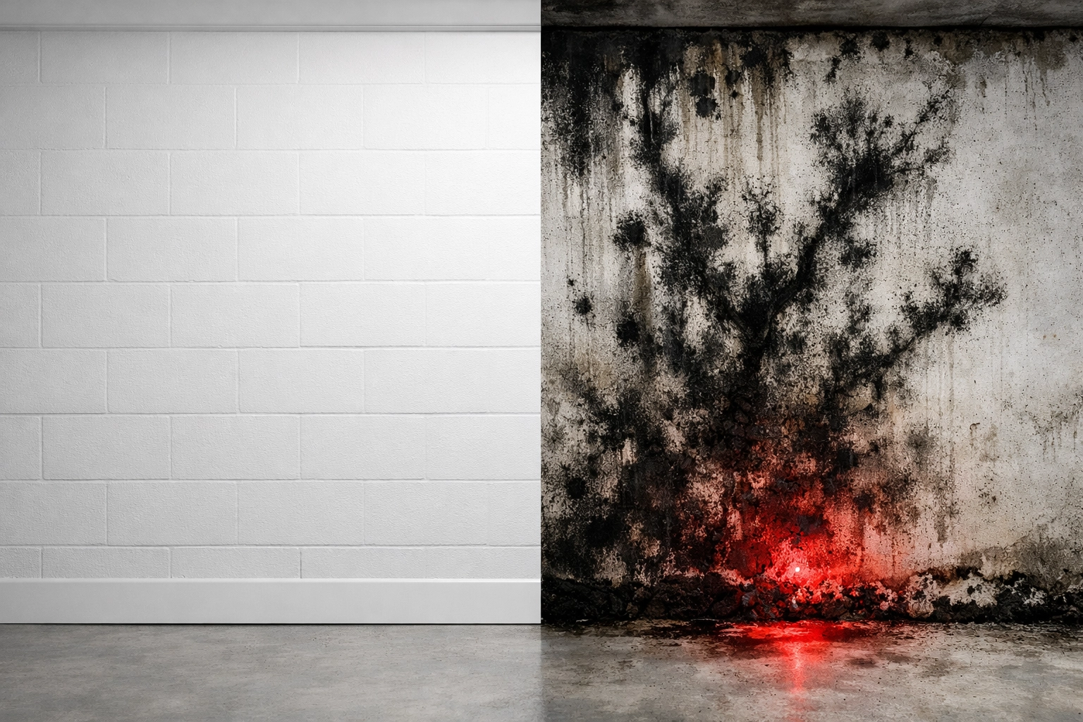 Moisissures et infiltration d'eau sur mur de sous-sol maison Québec