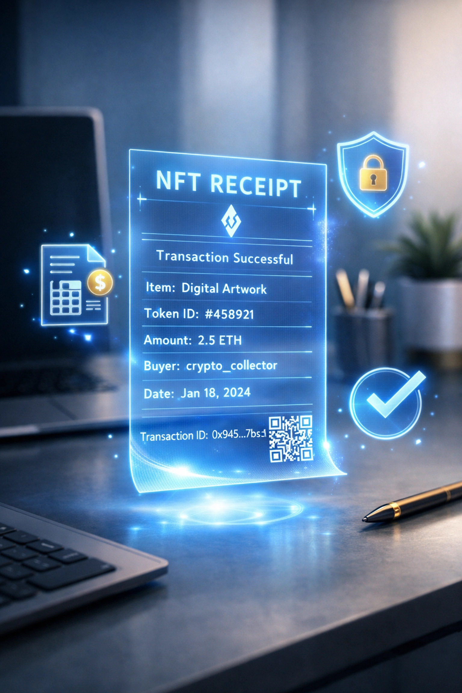 NFT receipt for merchant accounting with automated verification and compliance features