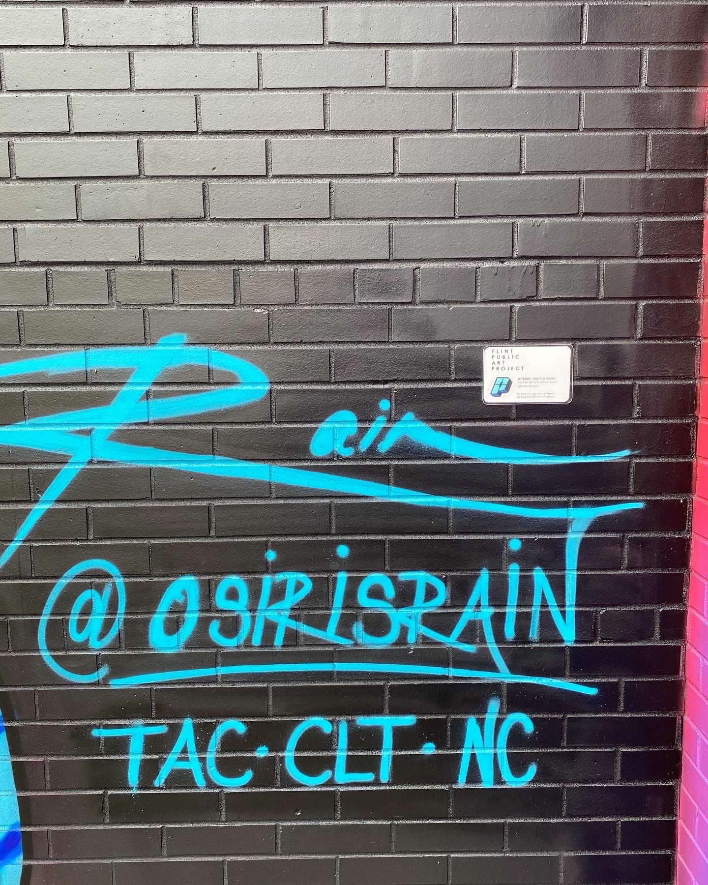 Visitor scanning QR code plaque at street mural with smartphone