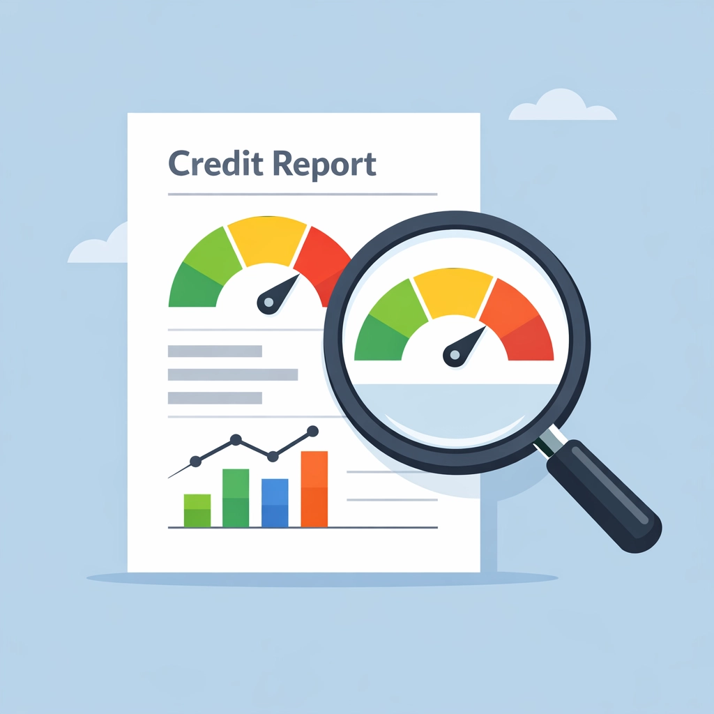 Lupa revisando un reporte para aprender cómo mejorar mi crédito y detectar errores financieros.