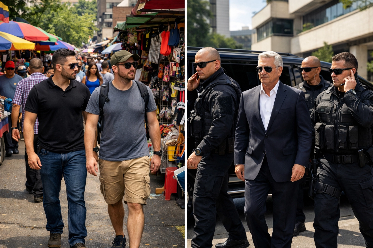 Comparison of regular bodyguard service vs VIP protection team in Medellin