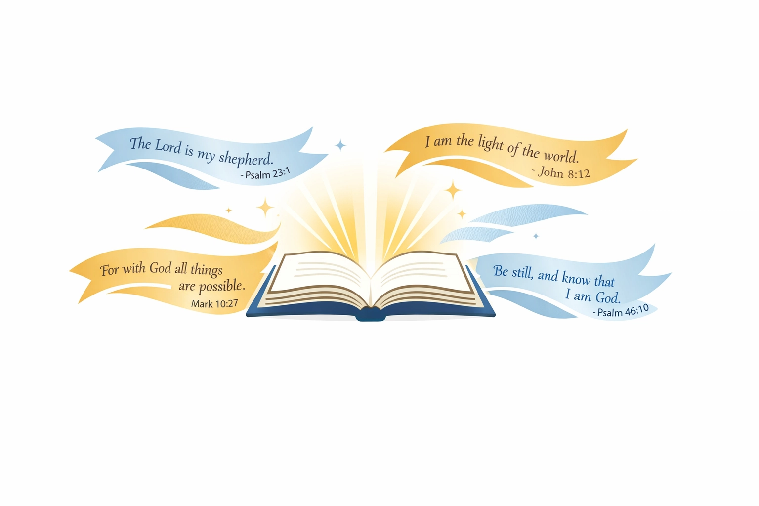 Open Bible glowing with Scripture verses, symbolizing God's Word as foundation for healing prayer