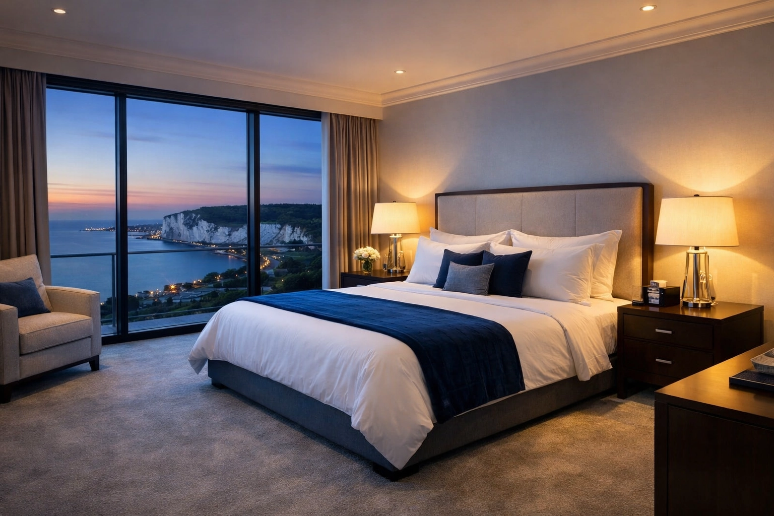 A pristine master bedroom in a Dover mansion following a deep Ninja-Fast Cleaning in Dover service.