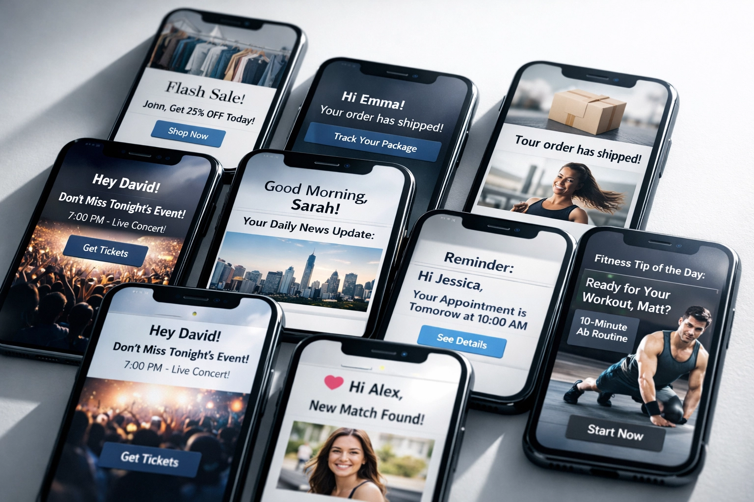 Personalized marketing messages displayed across mobile devices using behavior-triggered automation