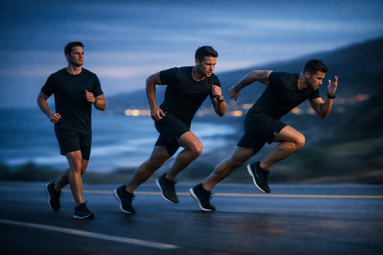 Runner demonstrating different effort levels from Zone 2 aerobic base to Zone 5 maximum intensity.