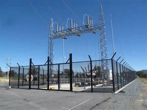 High-security perimeter fencing at electrical substation
