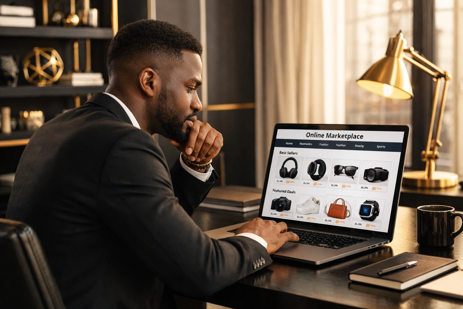 Black entrepreneur using a digital marketplace to support economic empowerment and #BuyBlack initiatives.