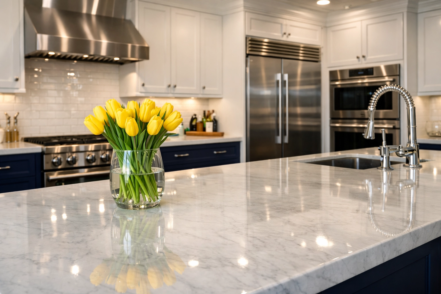 Sparkling modern kitchen in Lancaster showcasing the results of professional weekly house cleaning.