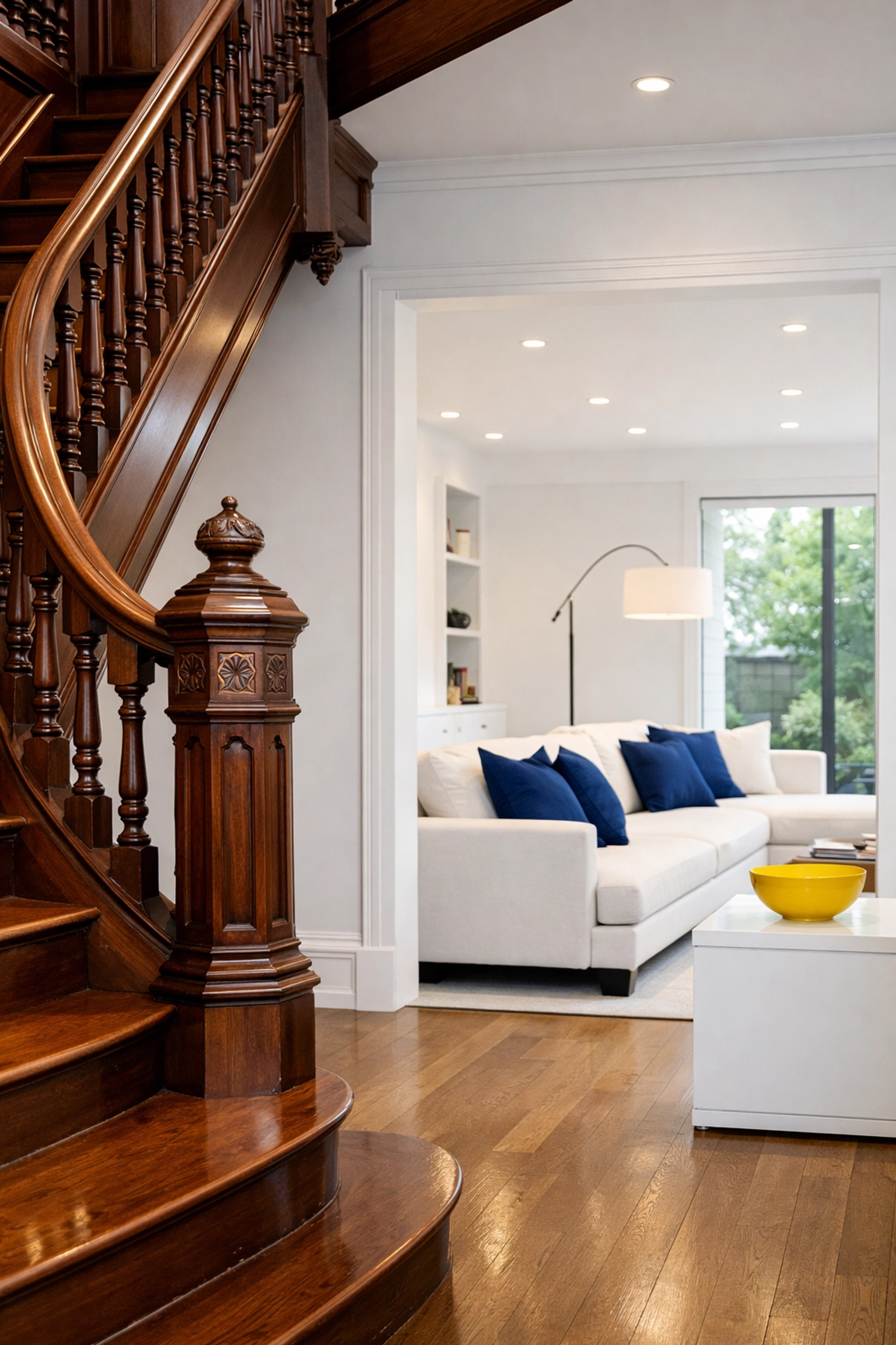 Professional cleaners MA maintaining high-end residential interiors in a historic Worcester home.