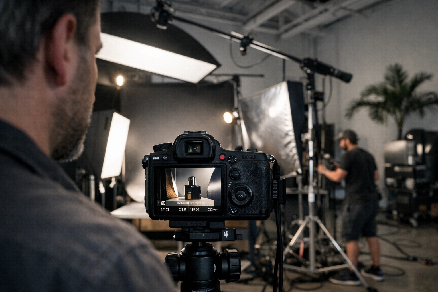 Professional product photography miami session with high-end camera gear and studio lighting.