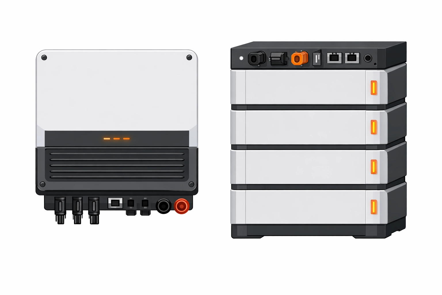 Technischer Aufbau einer PV-Anlage mit Hybrid-Wechselrichter und Stromspeicher für die Förderung 2026.