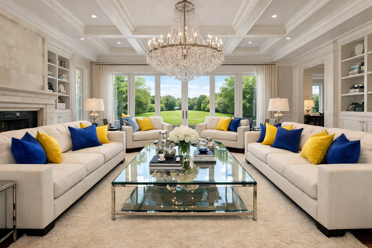 Dust-free luxury living room in Massachusetts representing professional residential cleaning standards.