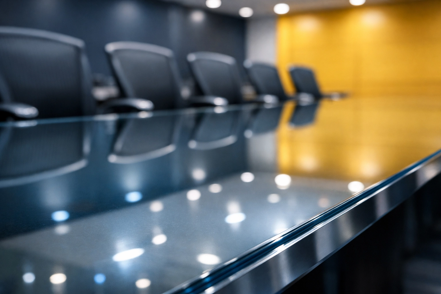 Spotless glass conference table highlighting the attention to detail provided by office cleaning leominster pros.