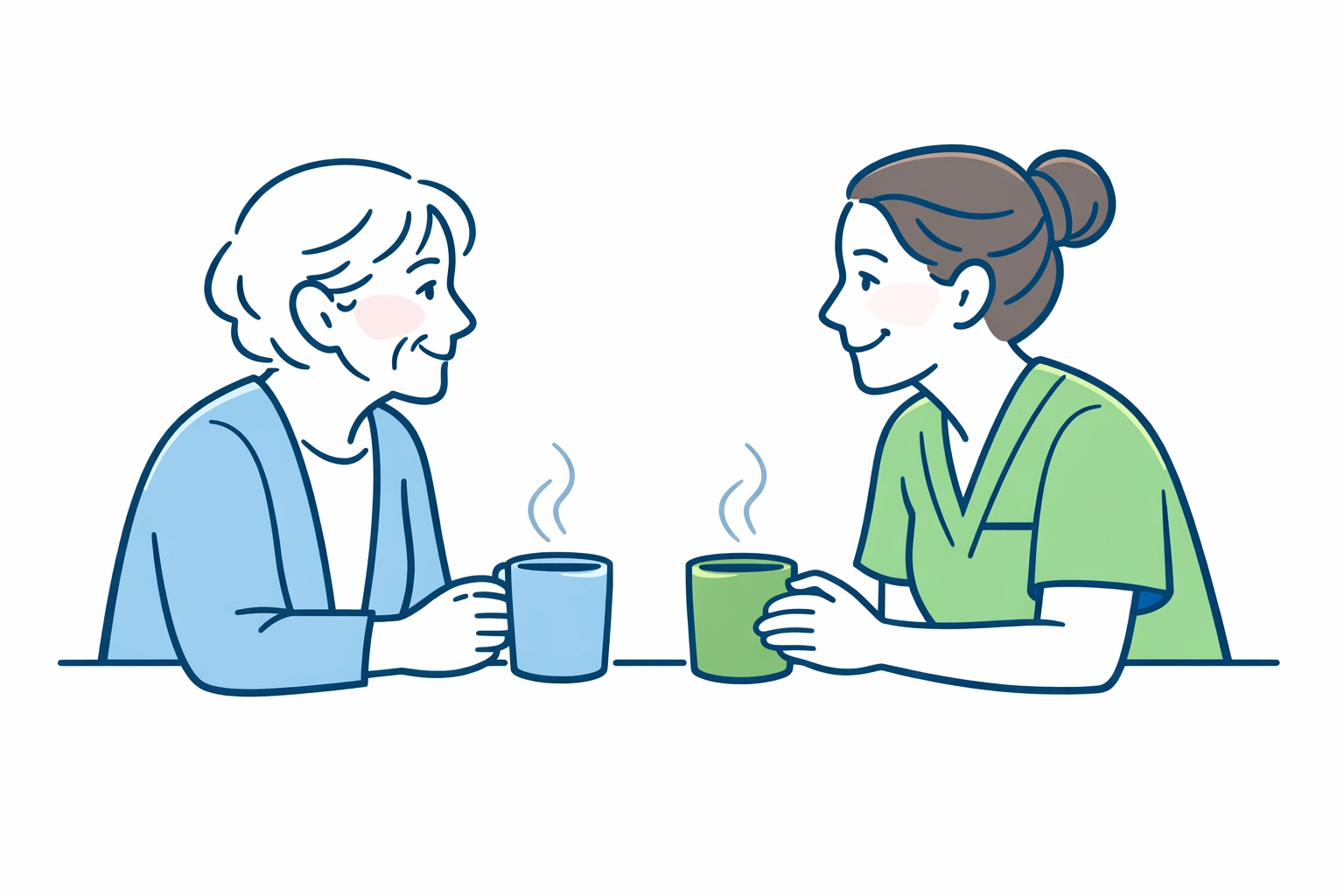 Senior and caregiver connecting, illustrating companionship and personal care services in Houston and Austin.